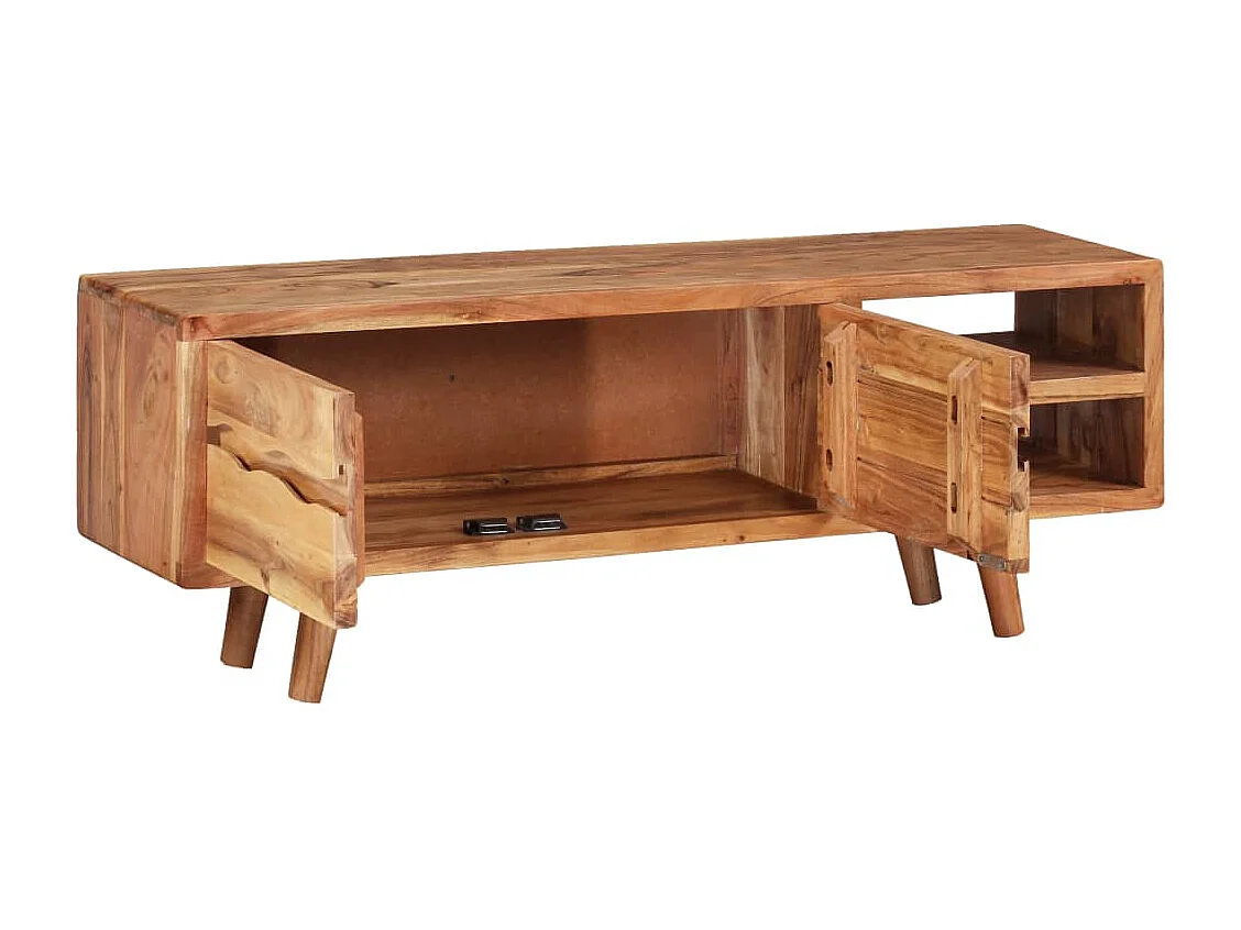 Tv-meubel met bewerkte deuren 117x30x40 cm massief acaciahout