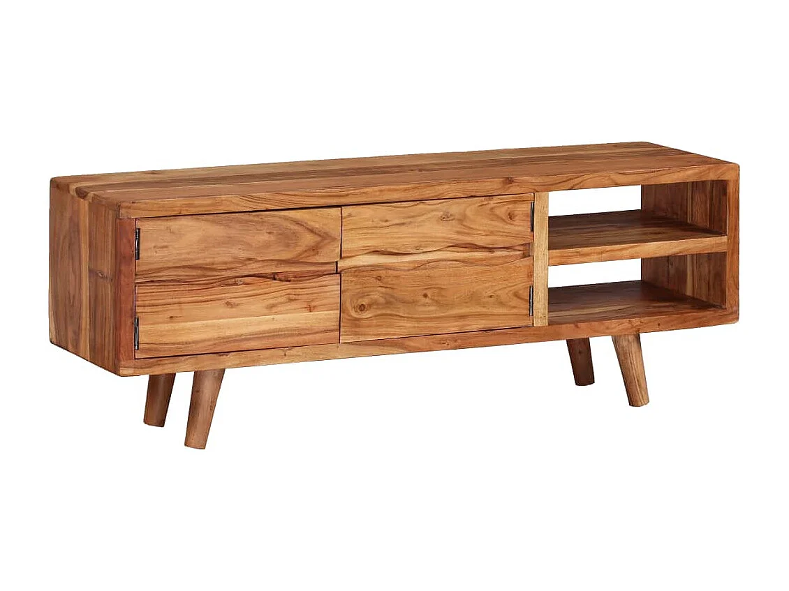 Tv-meubel met bewerkte deuren 117x30x40 cm massief acaciahout