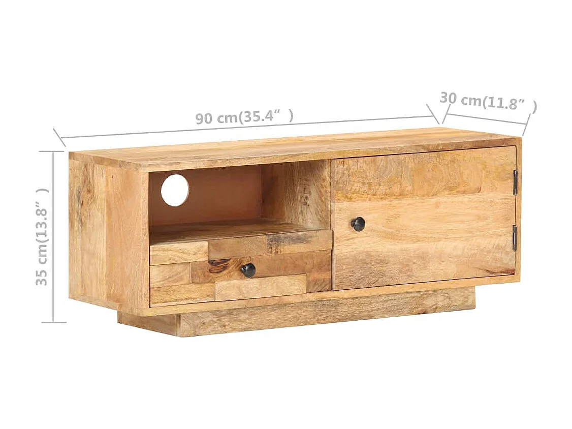 Móvel de TV 90x30x35 cm madeira de mangueira maciça