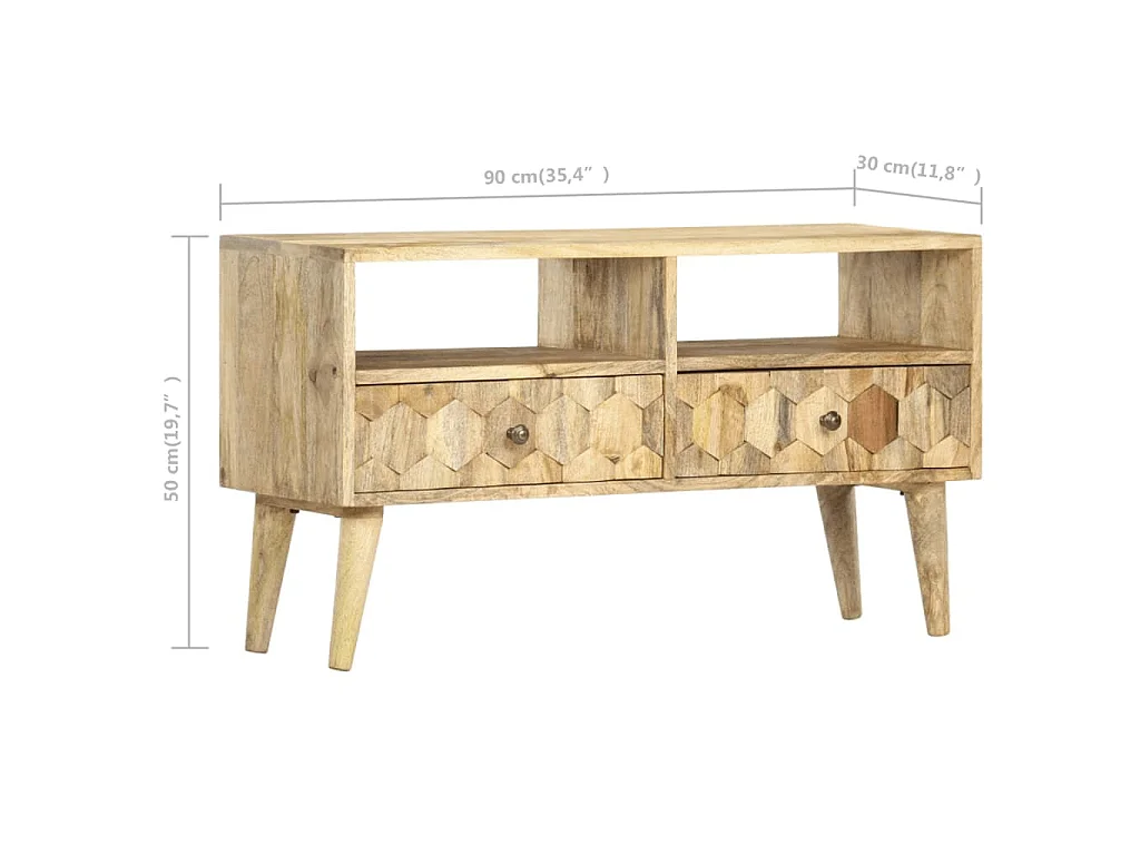 TV-Schrank 90 x 30 x 50 cm Massivholz Mango