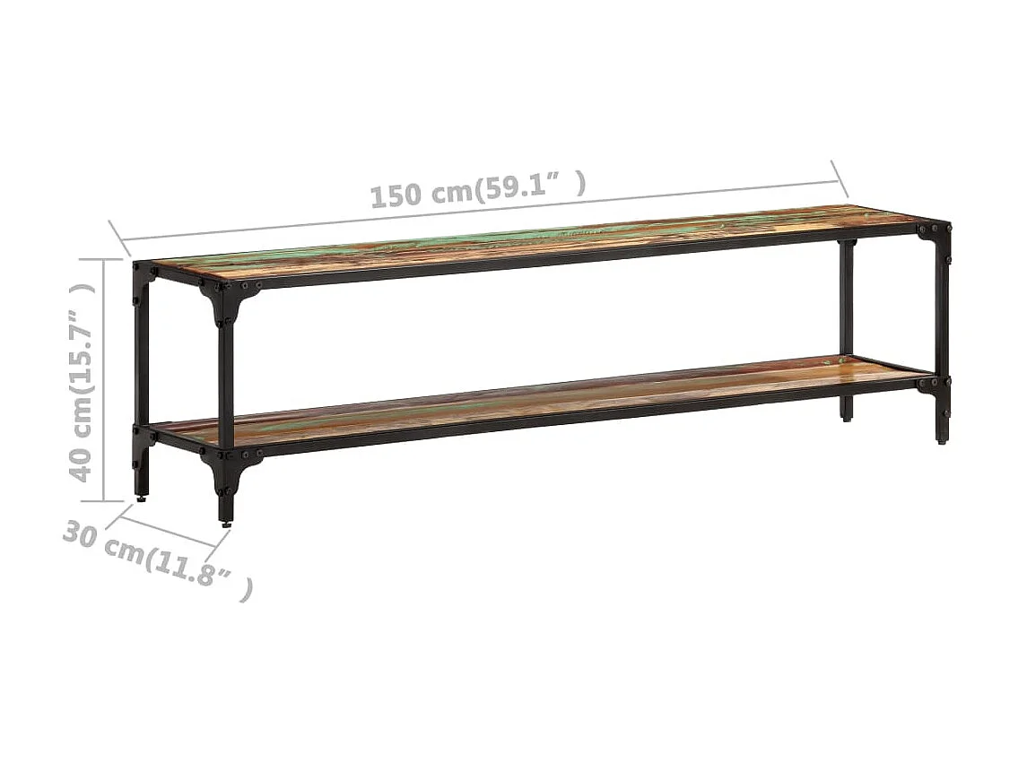 Mobile Porta TV 150x30x40 cm in Legno Massello di Recupero