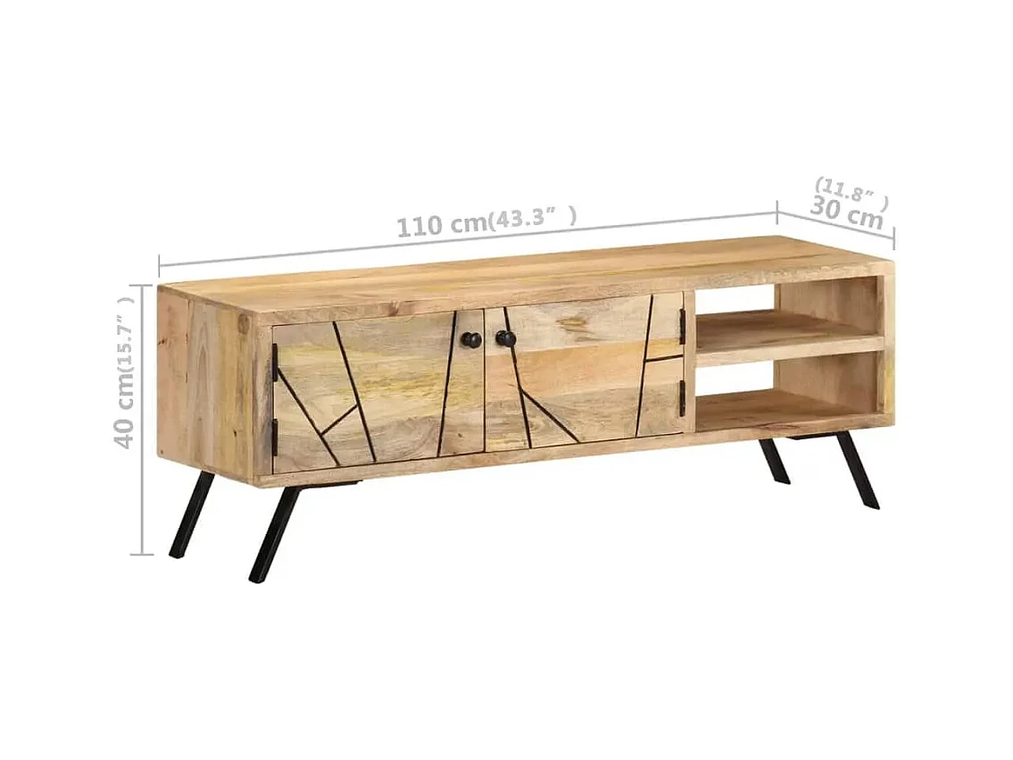 Meuble TV 110x30x40 cm Bois massif de manguier