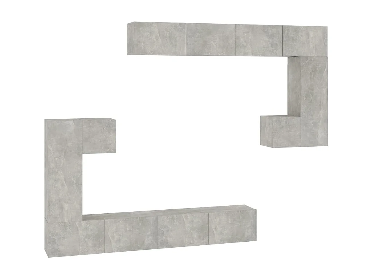 Tv-wandmeubel bewerkt hout betongrijs