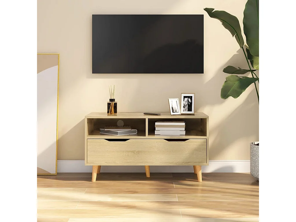Tv-meubel 90x40x48,5 cm bewerkt hout sonoma eikenkleurig