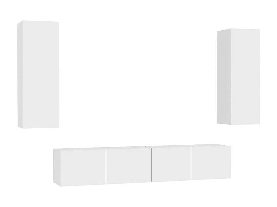 4-tlg. TV-Schrank-Set Weiß Holzwerkstoff