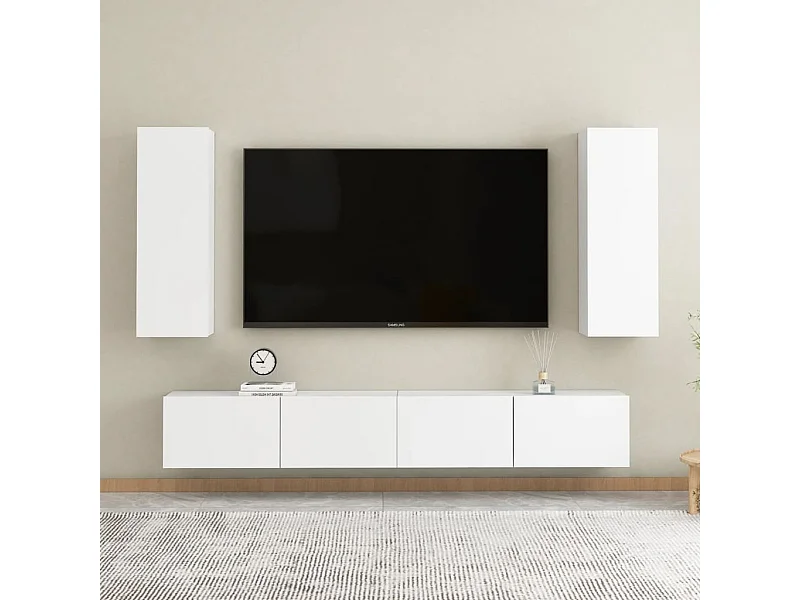 Ensemble de meubles TV 4 pcs Blanc Bois d'ingénierie