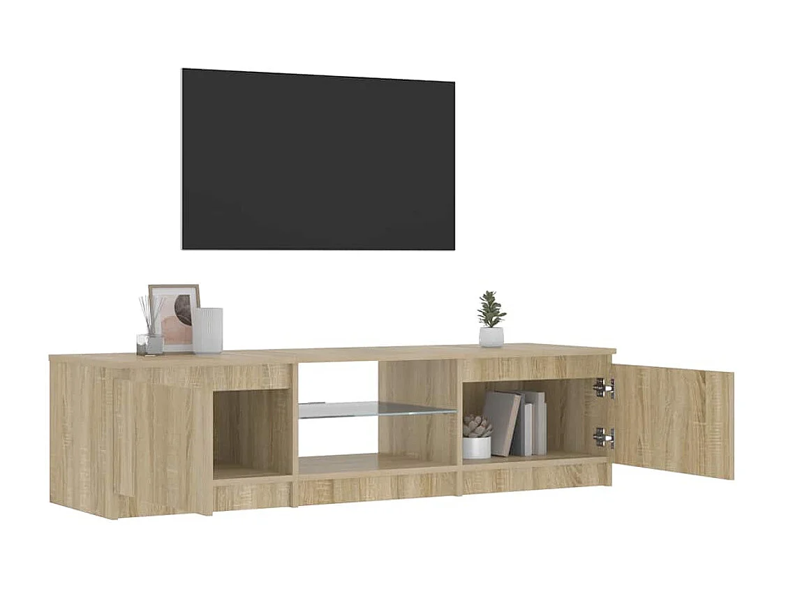 Tv-meubel LED-verlichting 140x40x36 cm gerookt eikenkleurig