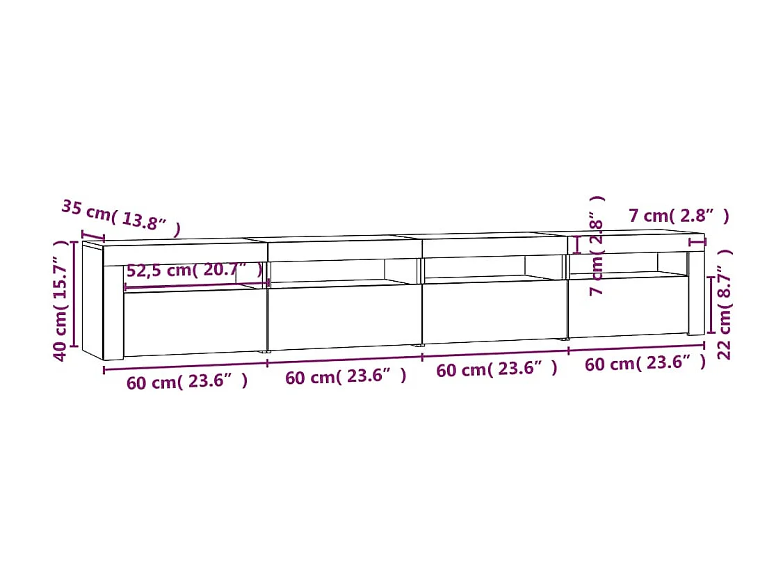 Meuble TV avec lumières LED Sonoma gris 240x35x40 cm