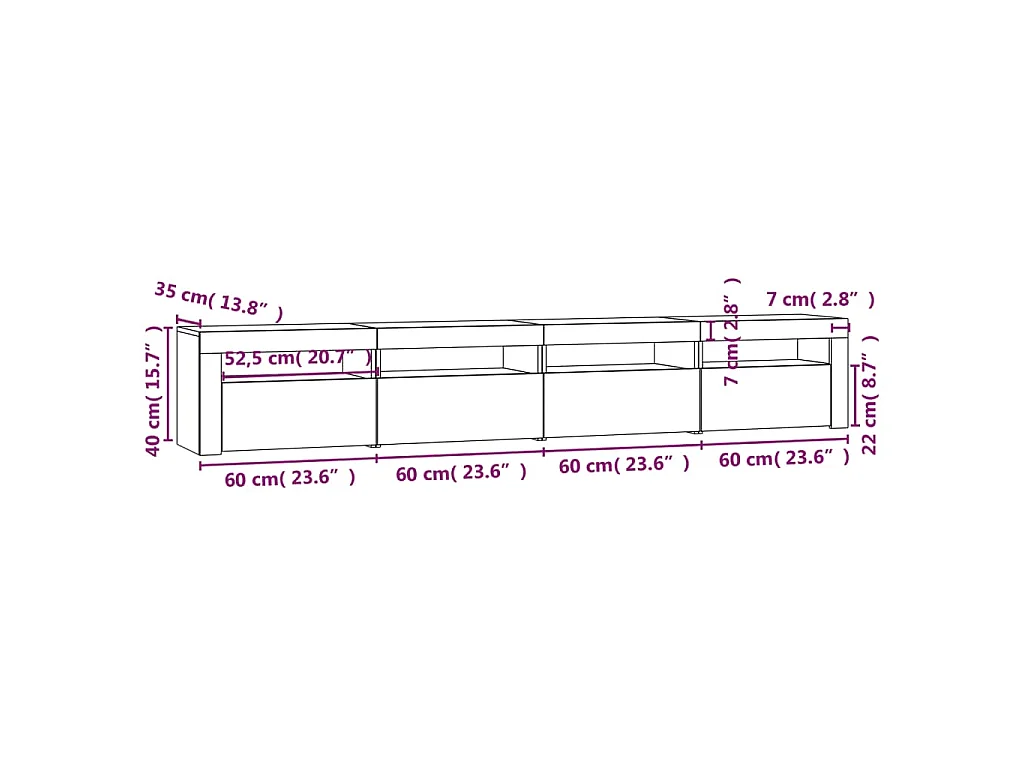 Tv-meubel met LED-verlichting 240x35x40 cm grijs sonoma eiken