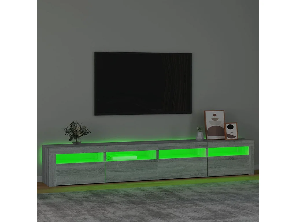 Tv-meubel met LED-verlichting 240x35x40 cm grijs sonoma eiken