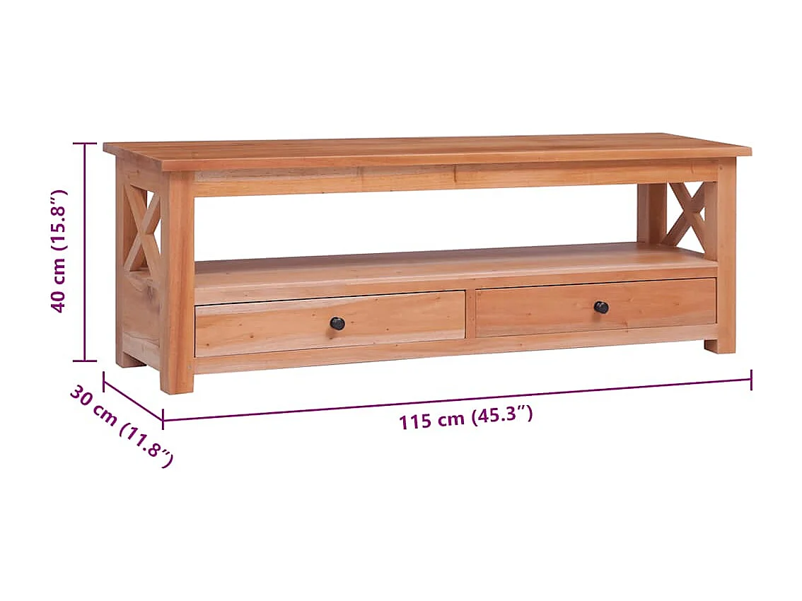 Meuble TV 115x30x40 cm Bois d'acajou massif