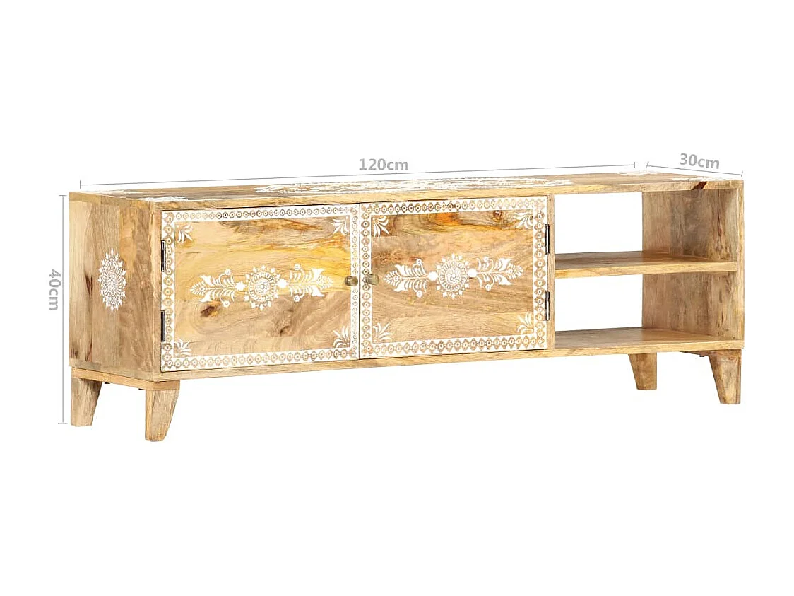 Meuble TV 120x30x40 cm Bois massif de manguier