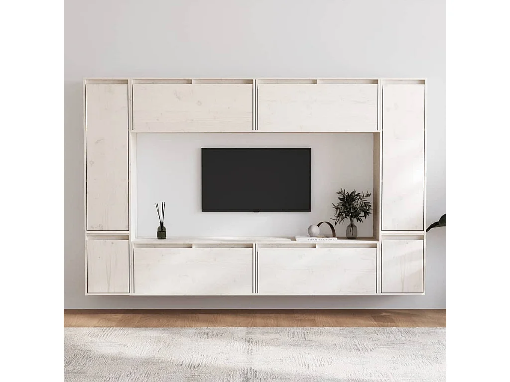 Tv-meubelen 8 st massief grenenhout wit