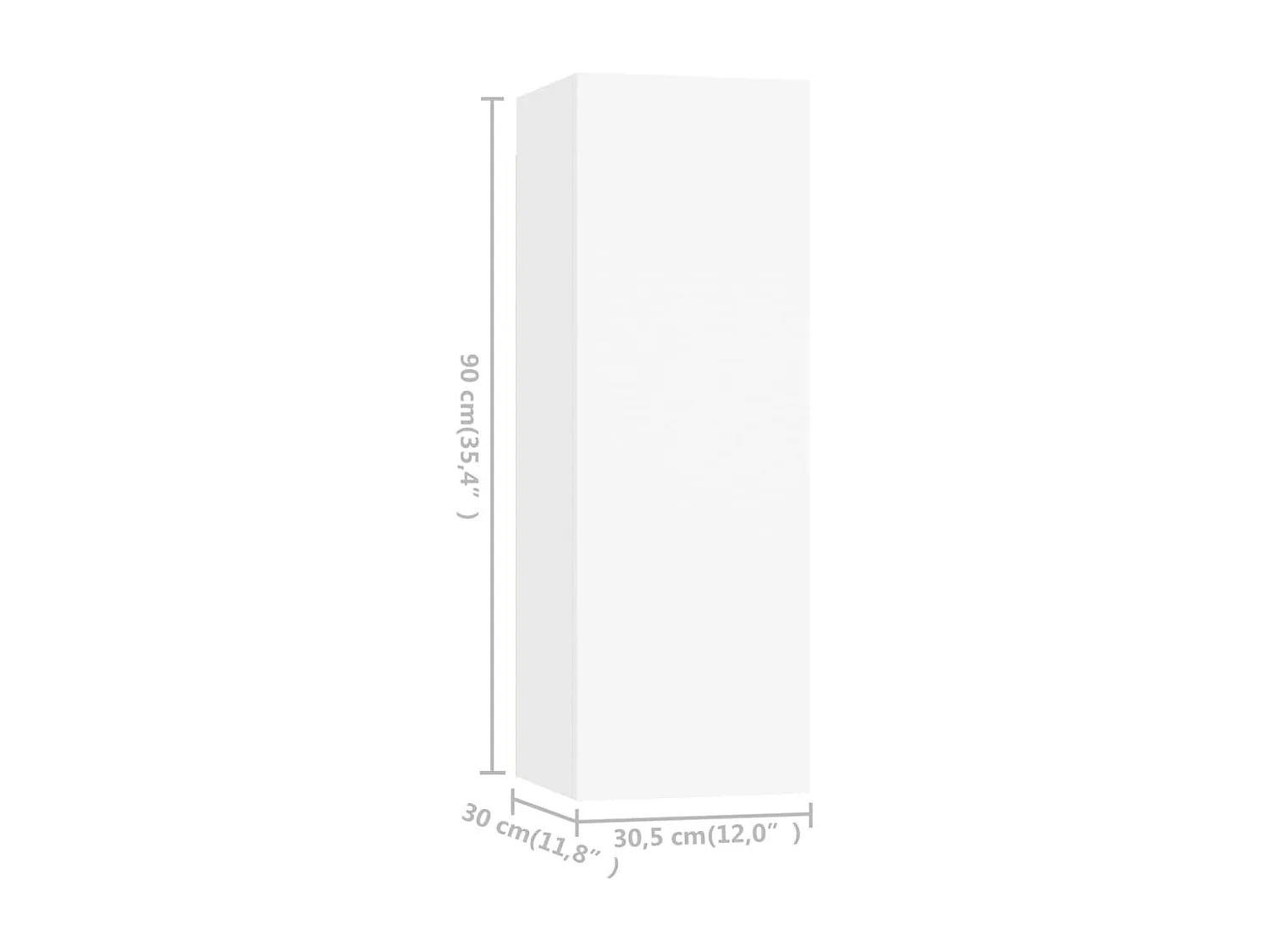 Mobili Porta TV 2pz Bianchi 30,5x30x90 cm in Legno Multistrato