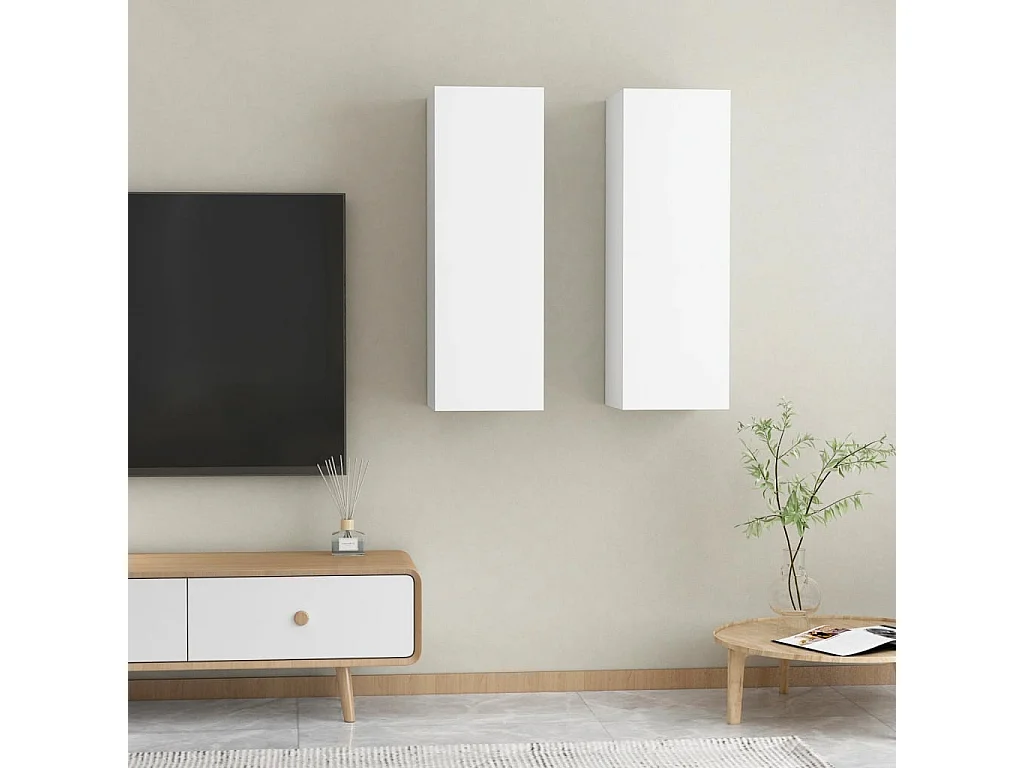 Meubles TV 2 pcs Blanc 30,5x30x90 cm Bois d’ingénierie