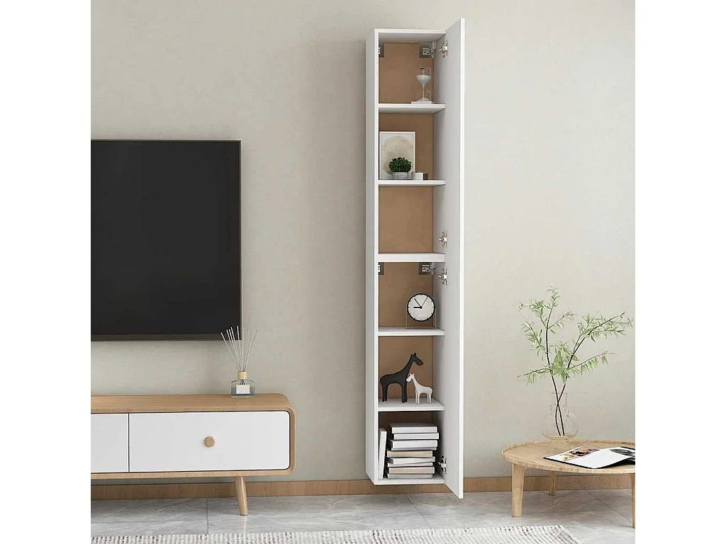 Meubles TV 2 pcs Blanc 30,5x30x90 cm Bois d’ingénierie