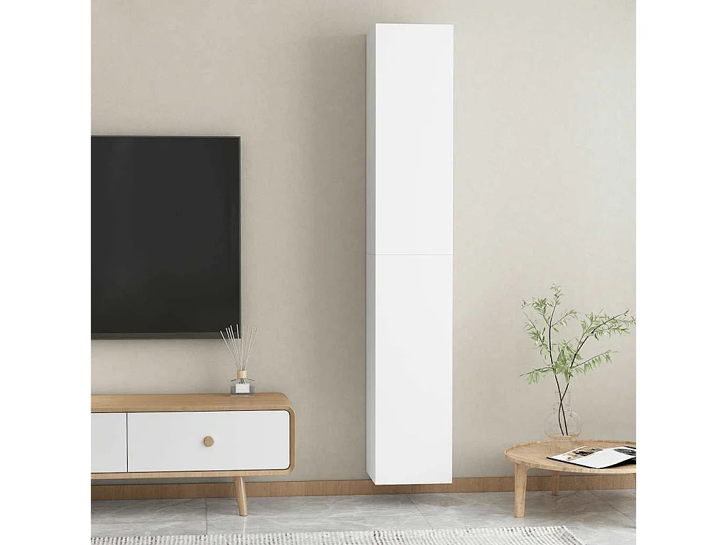 Meubles TV 2 pcs Blanc 30,5x30x90 cm Bois d’ingénierie