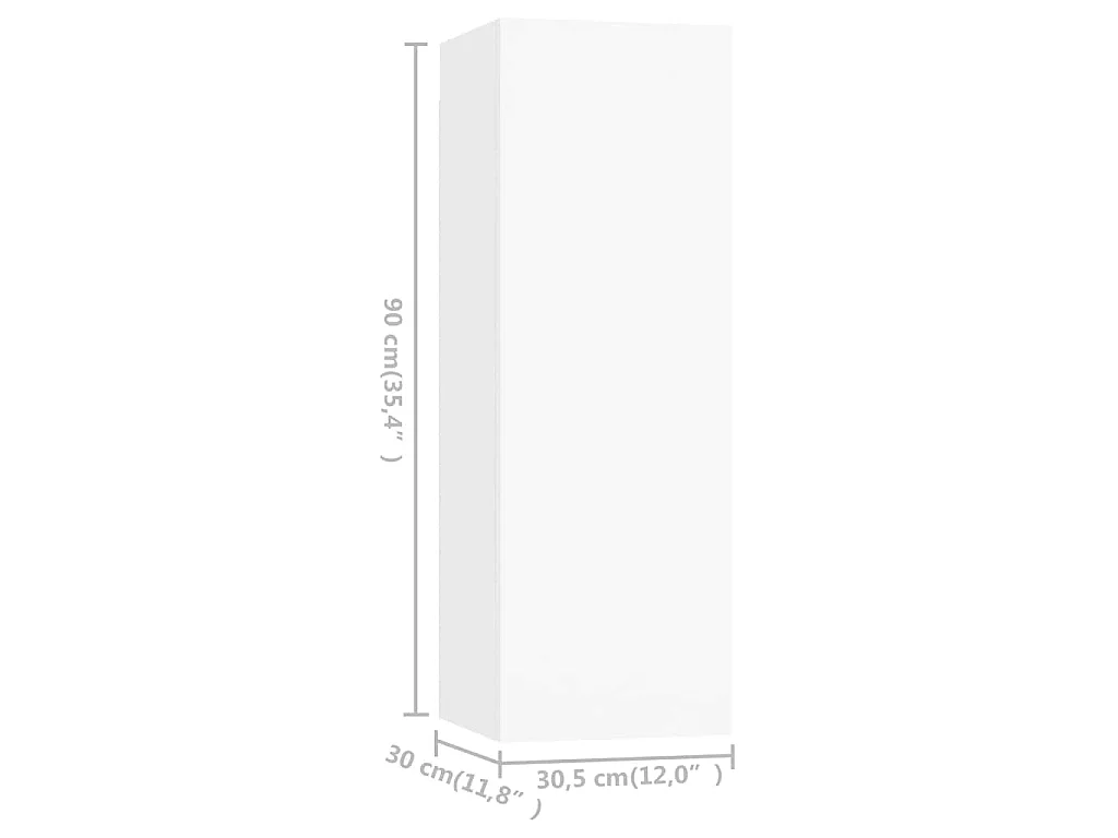 Meubles TV 2 pcs Blanc 30,5x30x90 cm Bois d’ingénierie