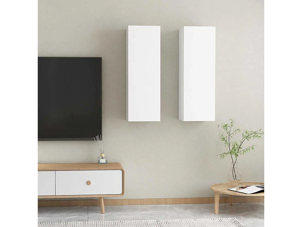Tv-meubels 2 st 30,5x30x90 cm bewerkt hout wit