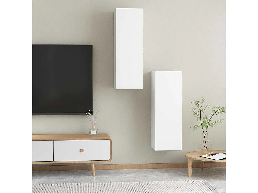 Tv-meubels 2 st 30,5x30x90 cm bewerkt hout wit