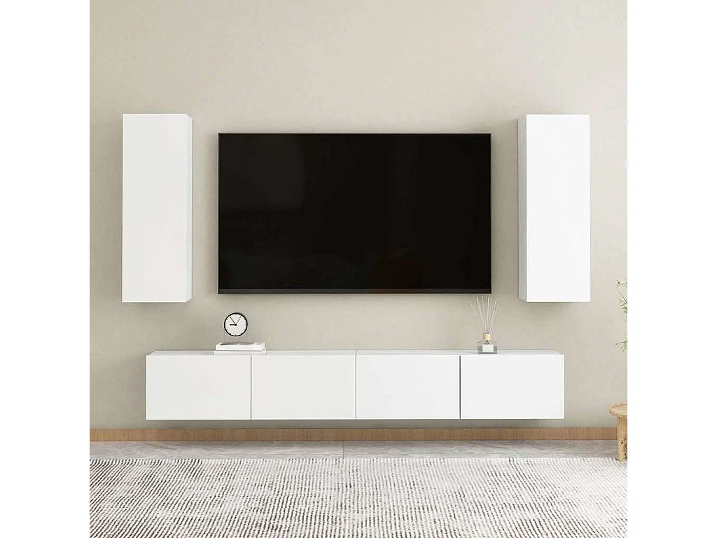 Tv-meubels 2 st 30,5x30x90 cm bewerkt hout wit