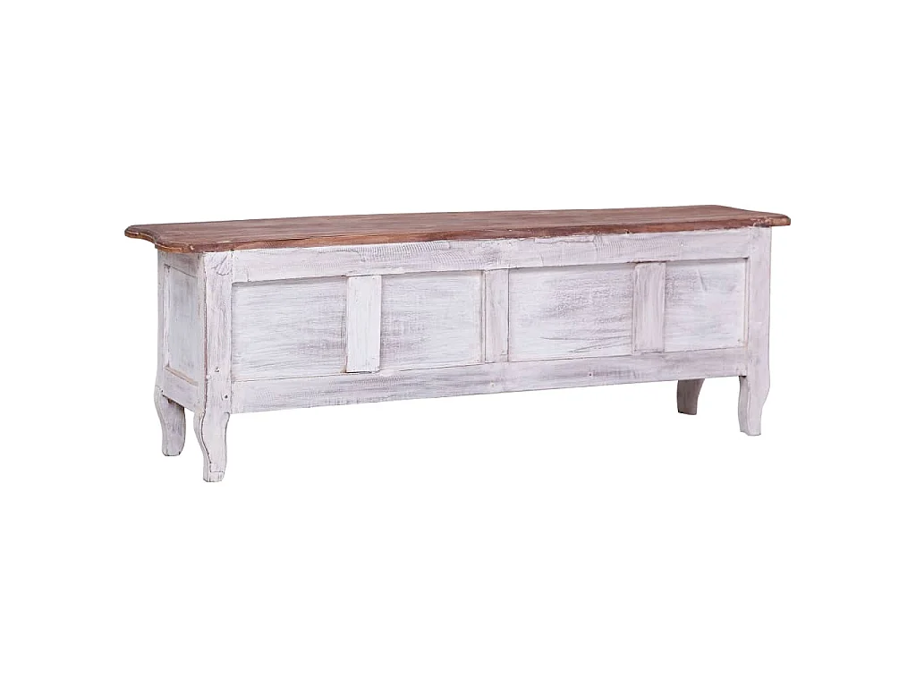 Mobile Porta TV 120x30x40 cm Bianco in Legno Massello di Mogano