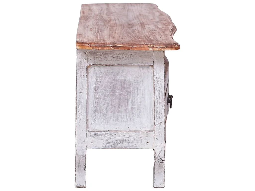 Mobile Porta TV 120x30x40 cm Bianco in Legno Massello di Mogano