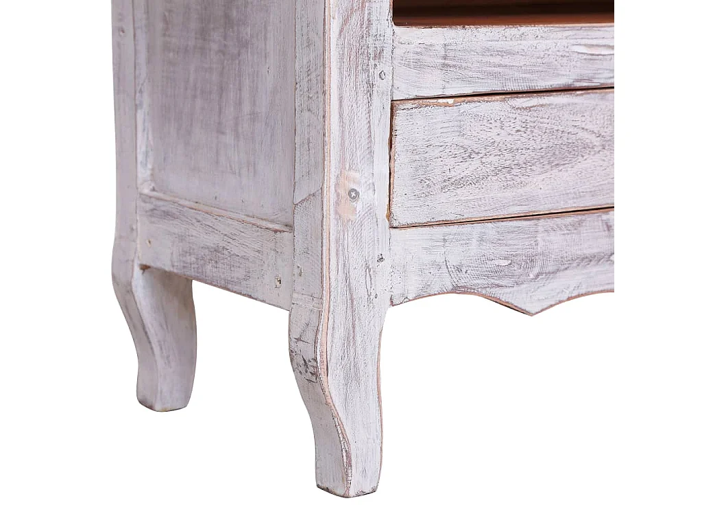 Mobile Porta TV 120x30x40 cm Bianco in Legno Massello di Mogano