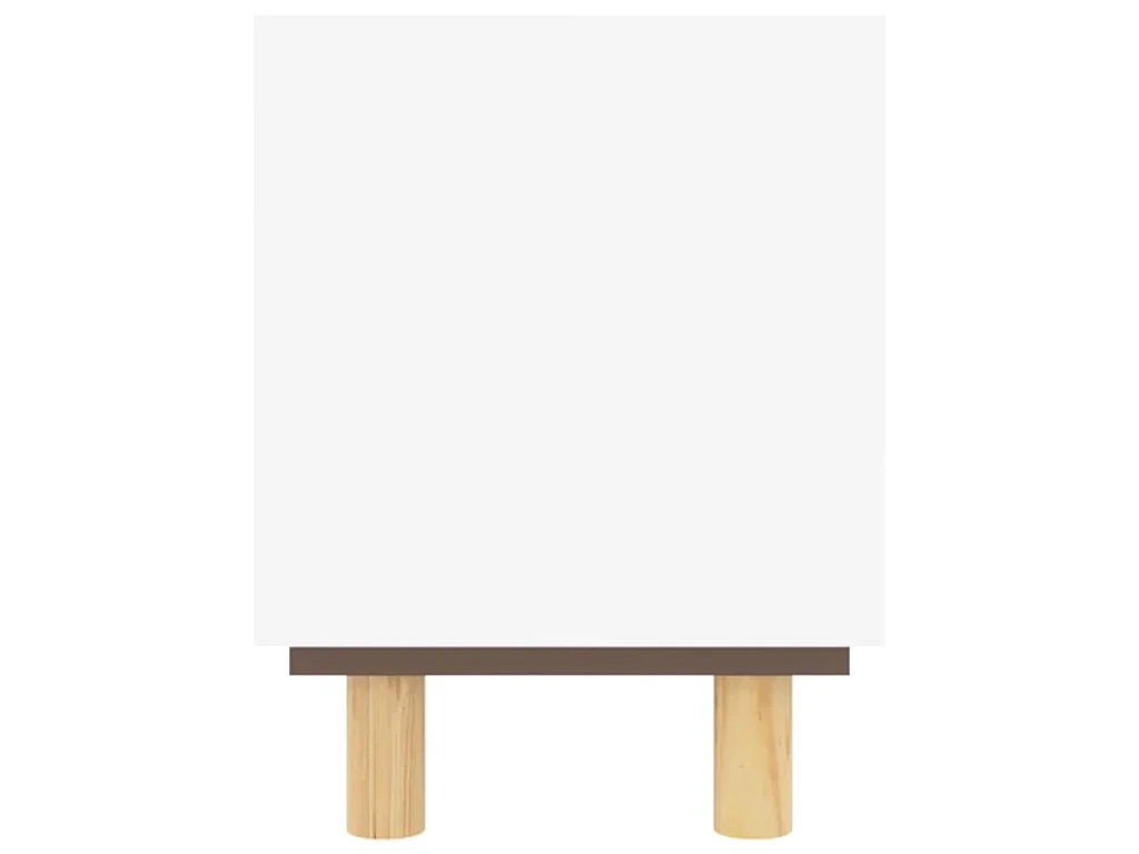 Meuble TV Blanc 80x30x40 cm Bois de pin massif et rotin naturel