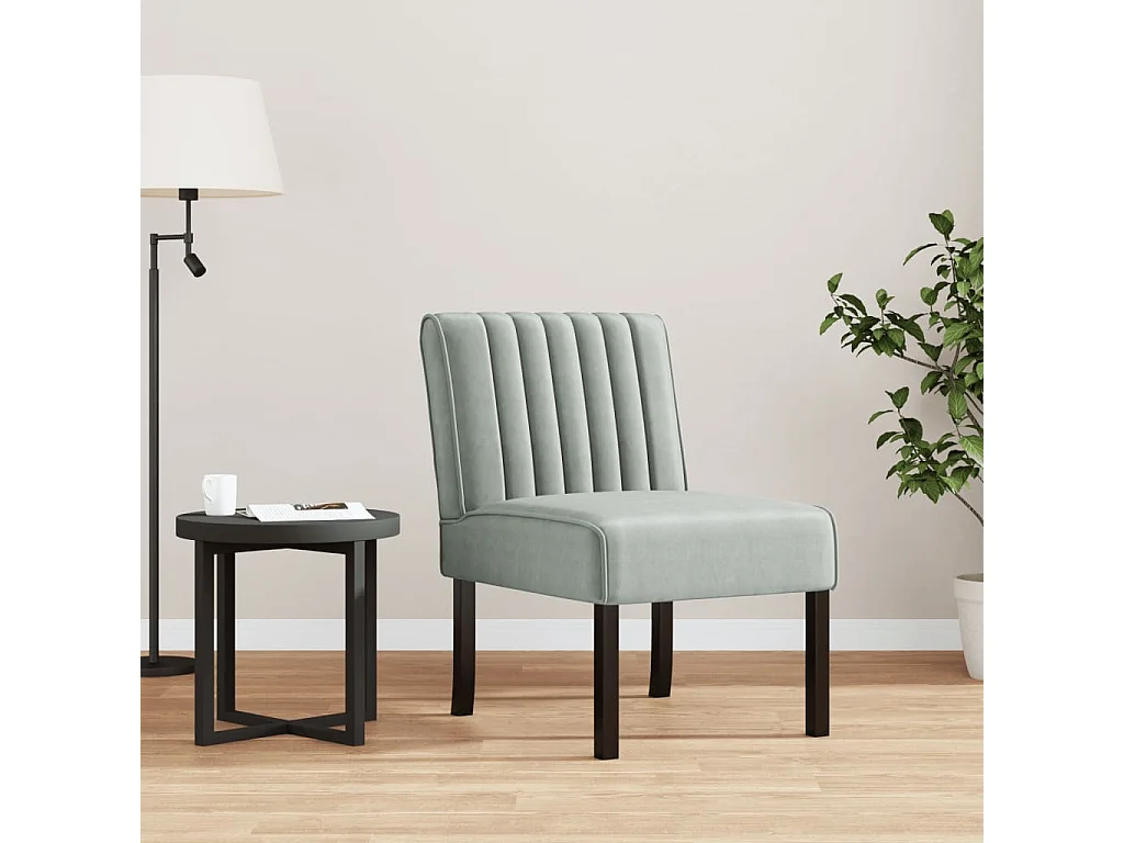 Fauteuil sans accoudoirs gris clair velours