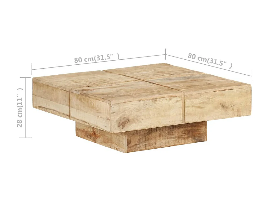 Table basse 80x80x28 cm Bois de manguier massif