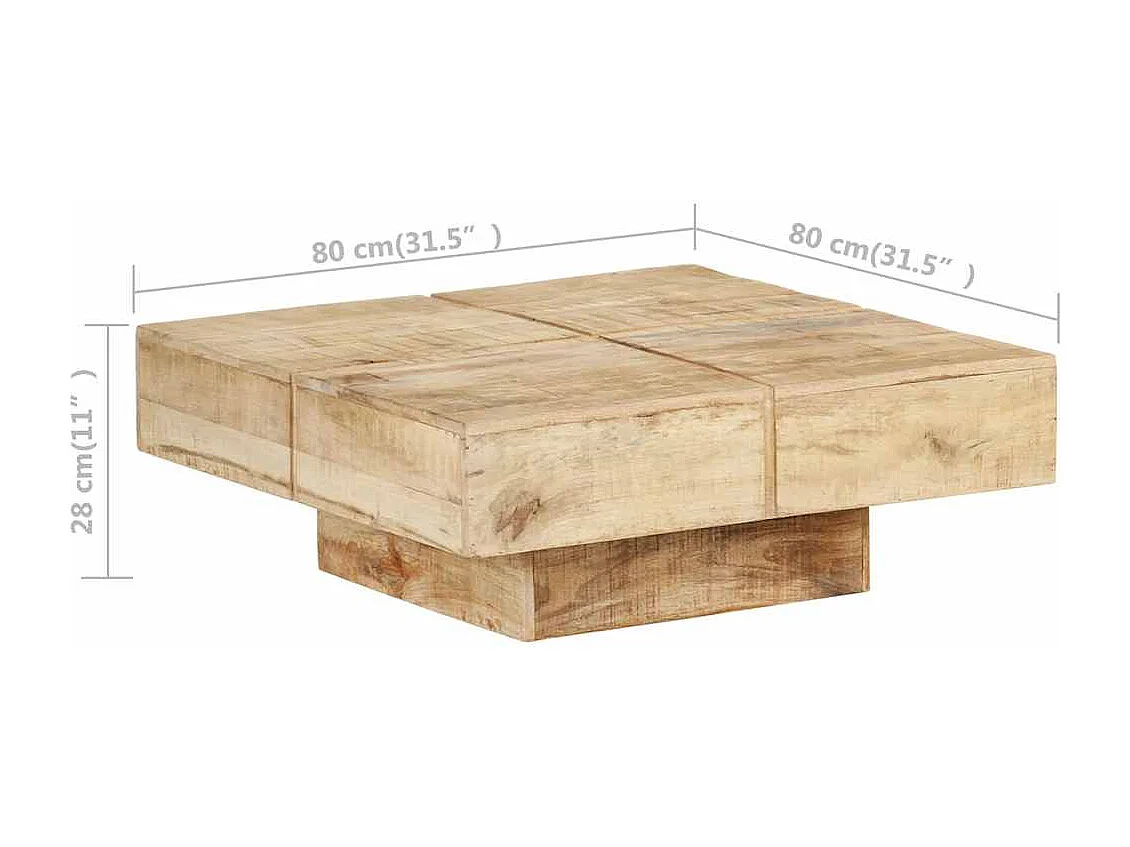 Table basse 80x80x28 cm Bois de manguier massif