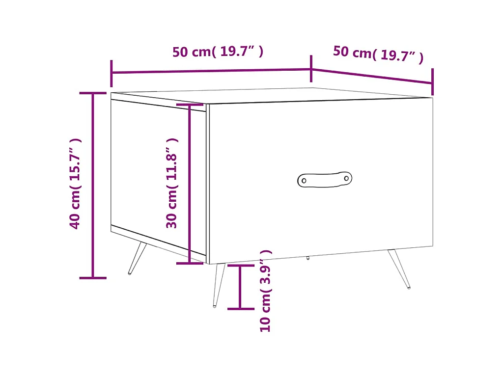 Table basse Chêne marron 50x50x40 cm Bois d'ingénierie