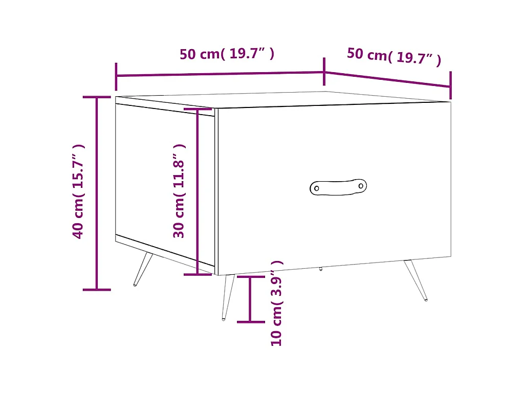 Tavolino da Salotto Grigio Sonoma 50x50x40 cm Legno Multistrato
