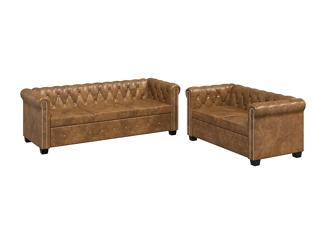 Chesterfield-Sofas 2-Sitzer und 3-Sitzer Braun