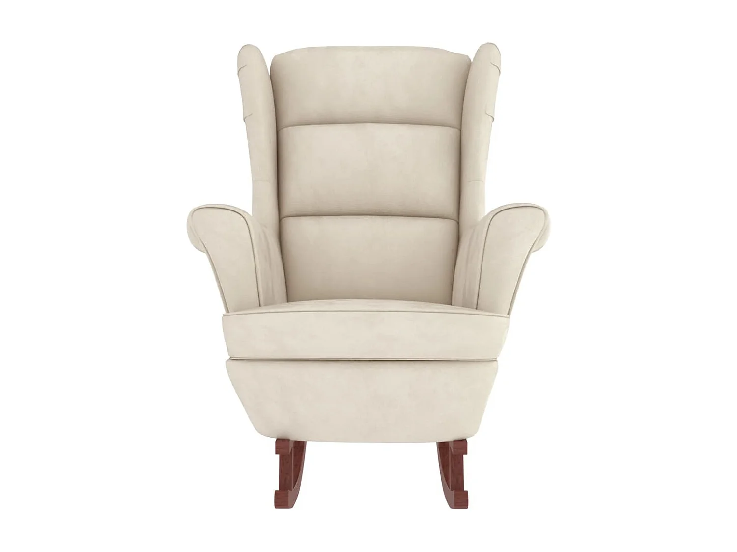 Chaise à bascule avec pieds en bois et tabouret Crème Velours