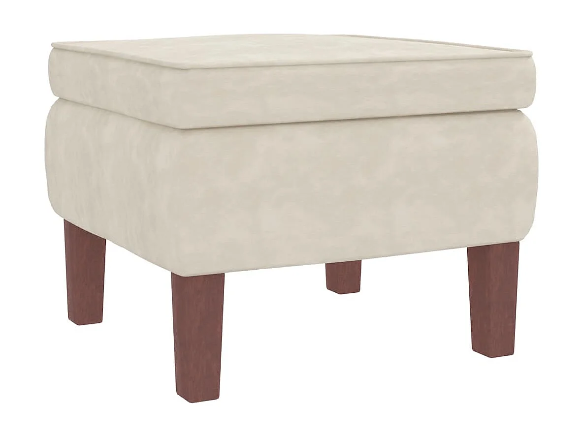 Chaise à bascule avec pieds en bois et tabouret Crème Velours