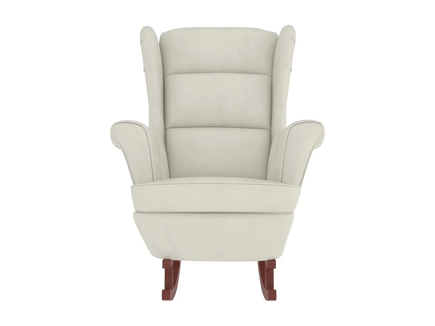 Schommelstoel met oorleuning, crèmekleurig fluweel massief hout