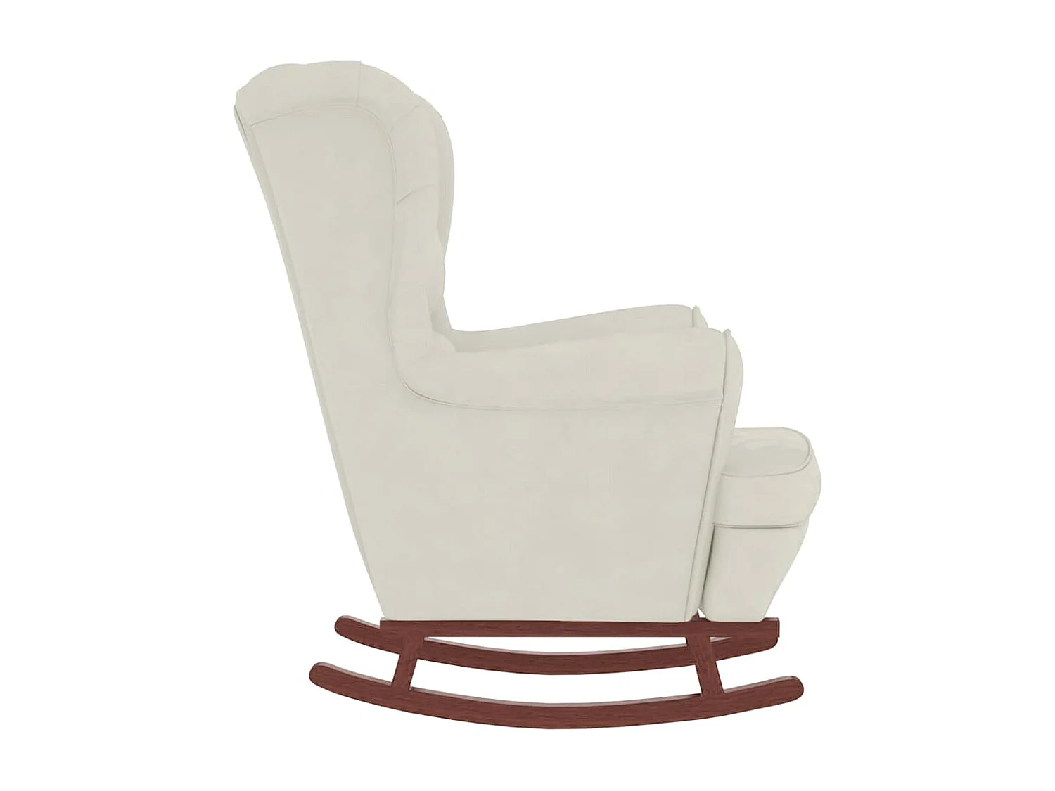 Schommelstoel met oorleuning, crèmekleurig fluweel massief hout