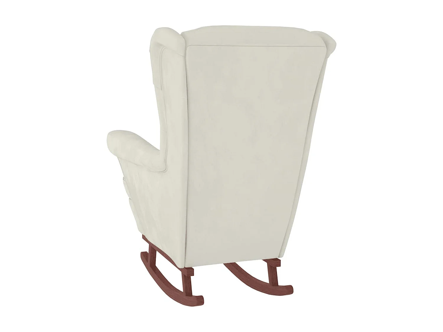 Schommelstoel met oorleuning, crèmekleurig fluweel massief hout