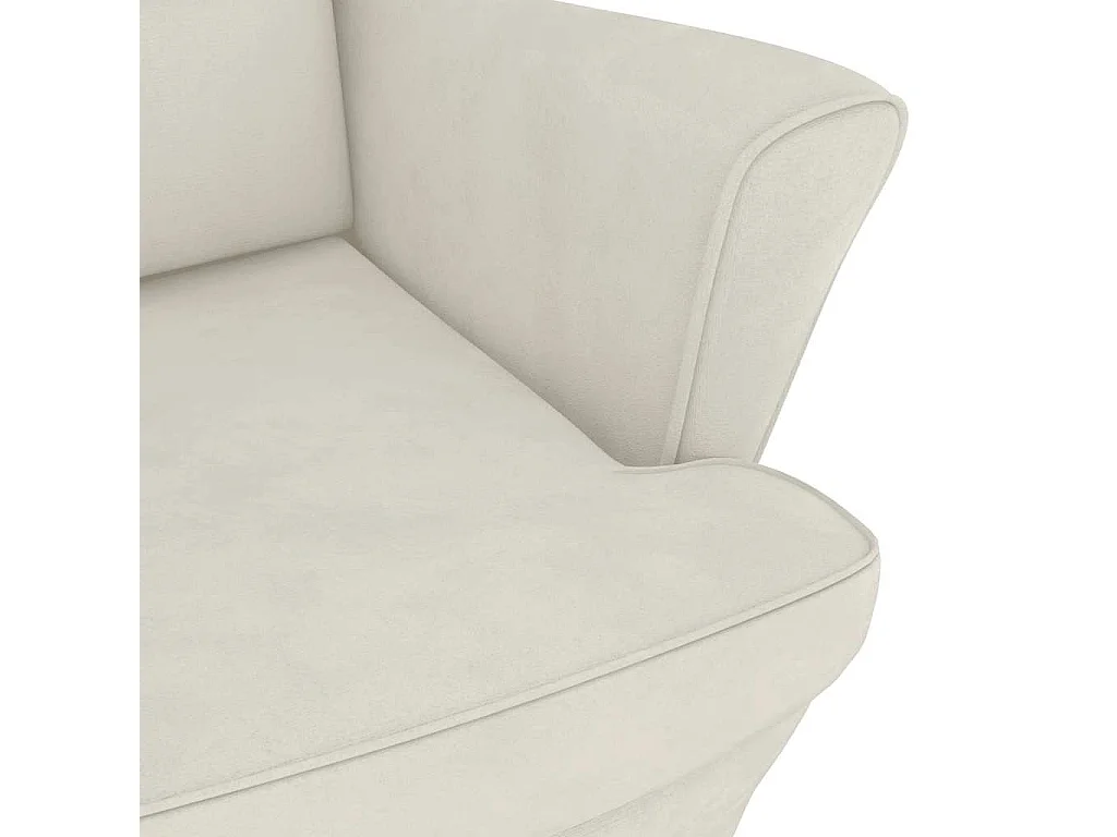 Schommelstoel met oorleuning, crèmekleurig fluweel massief hout