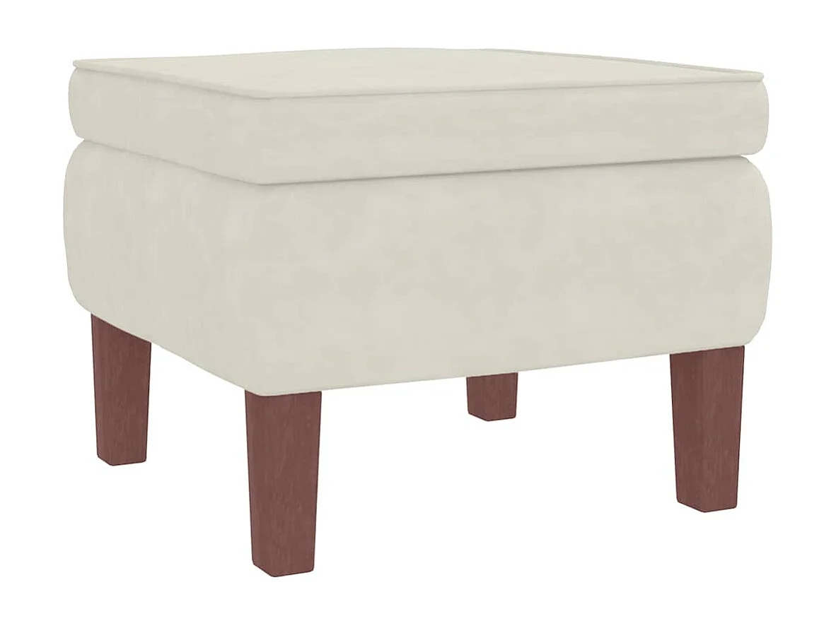 Schommelstoel met oorleuning, crèmekleurig fluweel massief hout