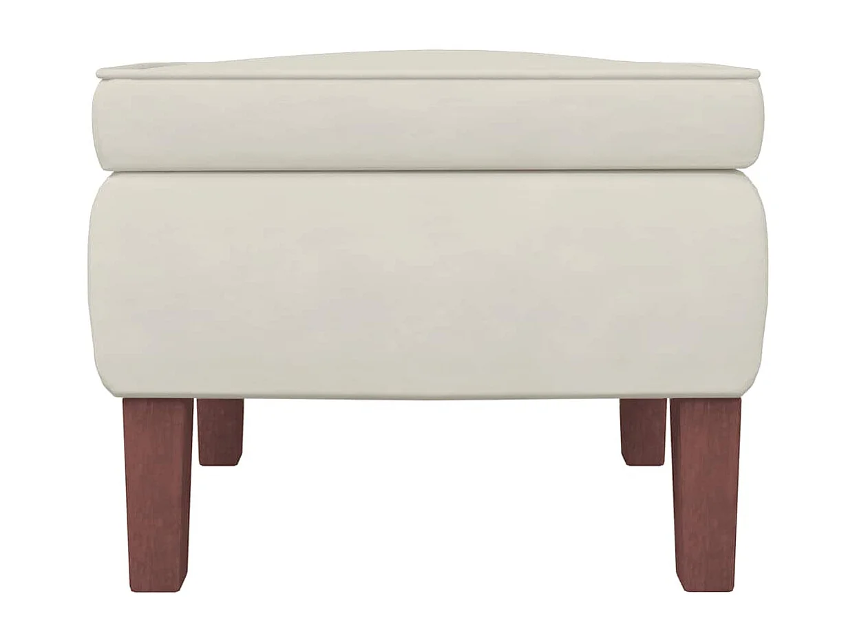 Schommelstoel met oorleuning, crèmekleurig fluweel massief hout