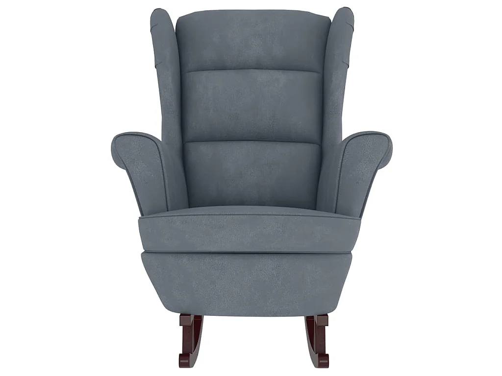 Cadeira de Baloiço com Encosto de Asa em Veludo Madeira Maciça