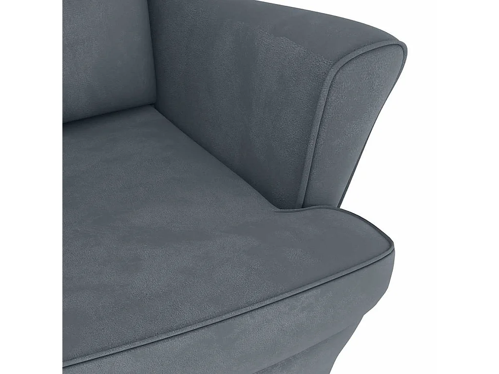 Fauteuil à bascule à oreilles en velours gris foncé bois massif