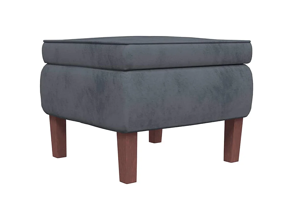 Fauteuil à bascule à oreilles en velours gris foncé bois massif
