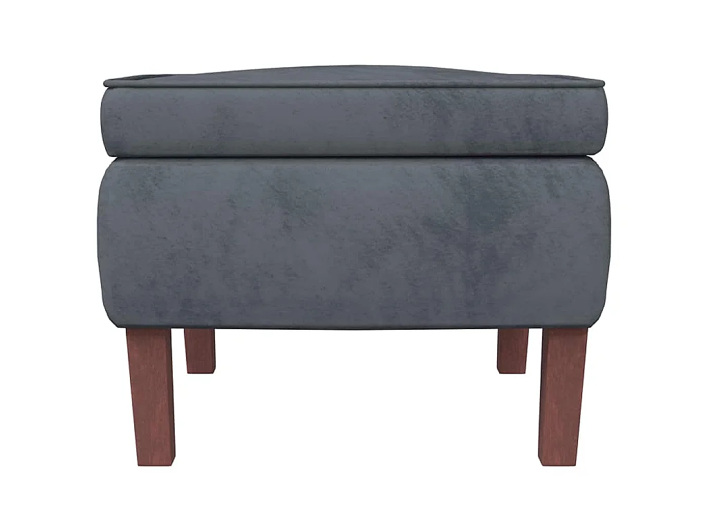 Fauteuil à bascule à oreilles en velours gris foncé bois massif