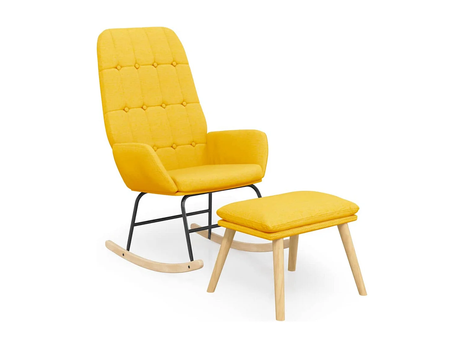 Chaise à bascule avec repose-pied Jaune moutarde Tissu