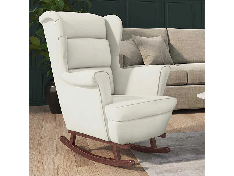 Cadeira de Baloiço com Encosto de Asa em Veludo Madeira Maciça