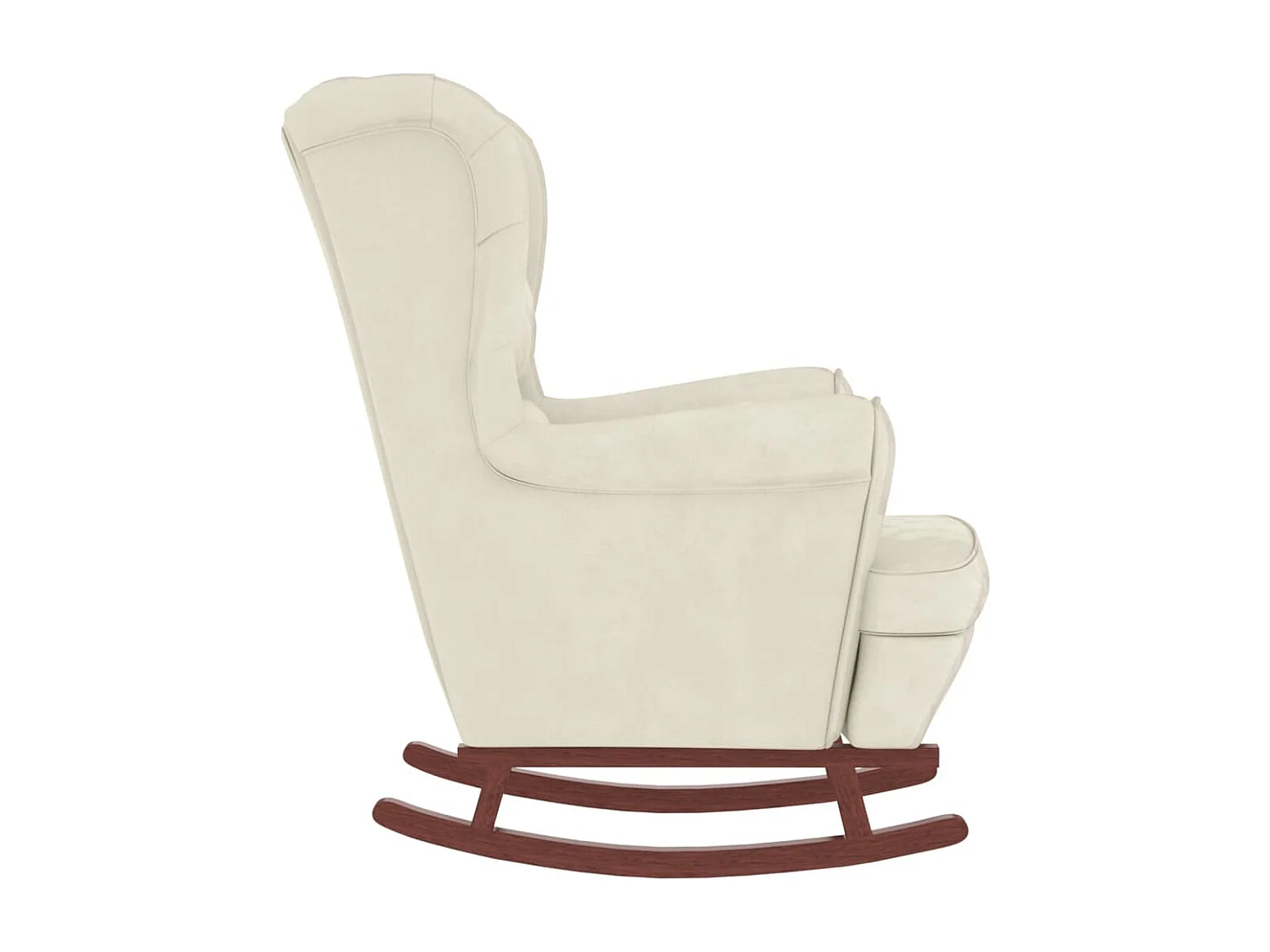 Fauteuil à bascule à oreilles en velours crème bois massif
